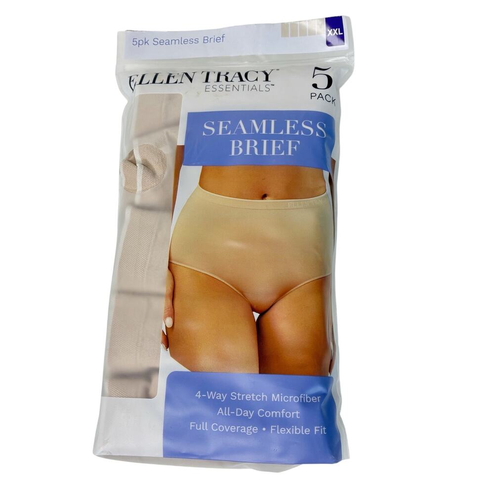 Ellen Tracy 5-Pack Seamless Briefs Nude Beige 9/XXL OPEN PACKAGE